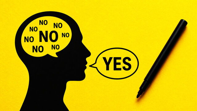 Business Decision Concept with Yes and No Thought Bubbles