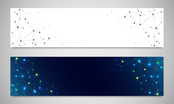 Molecular structure and genetic engineering, molecules DNA, neural network, scientific research. Abstract background for innovation technology, science, healthcare, and medicine