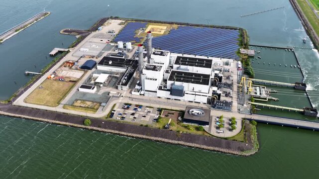 Aerial view of Maxima power plant in Lelystad, Netherlands.