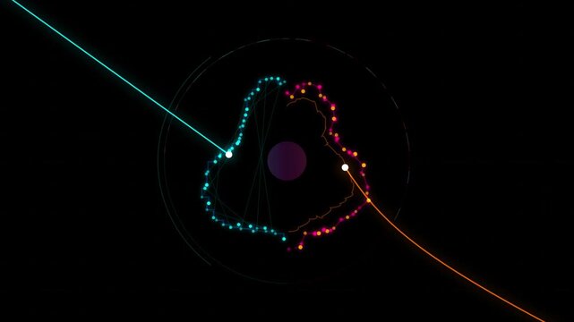 Abstract Glowing Geometric Shape Animation with Pulsing Particles and Laser Beams