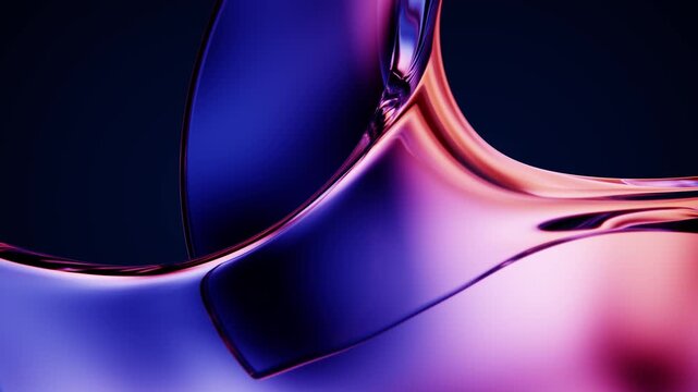 Reflective glass ribbon flowing through dark glossy space in seamless loop