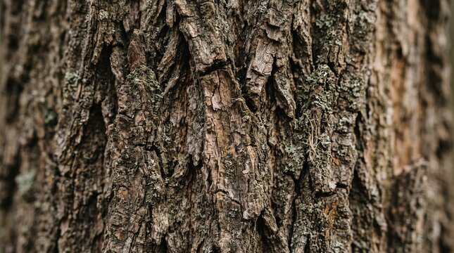 Detailed Close Up Texture of Rough Tree Bark with Lichen and Moss vector illustration