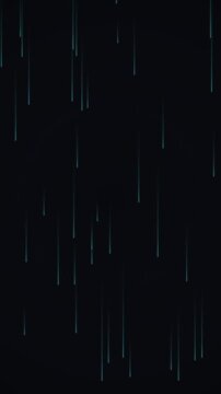 Abstract Glowing Blue Light Streaks Falling Down on Dark Background Digital Rain Motion Background