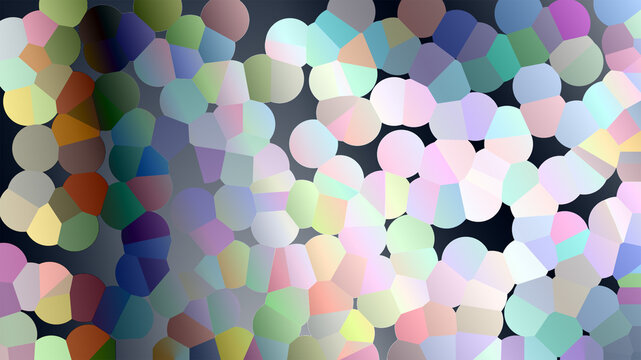 Abstract background with colorful circles and soft pastel dots on a dark surface