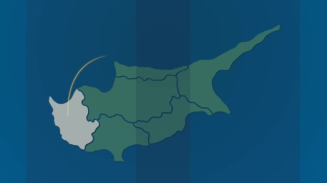 Cyprus Map Showing Signal Connections Across Highlighted Districts 