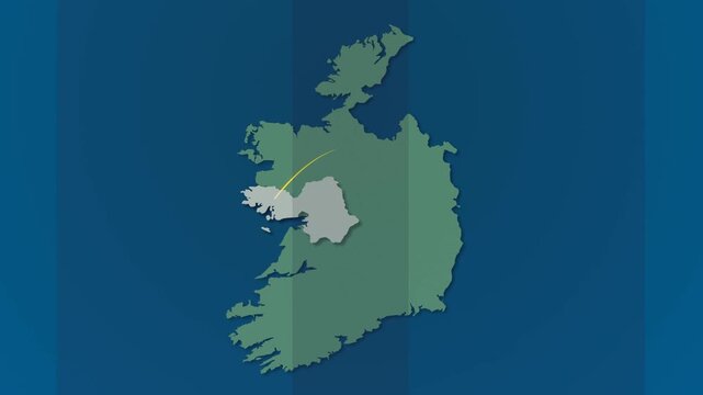 Ireland Technology Map with Glowing Signals Linking Key Regions