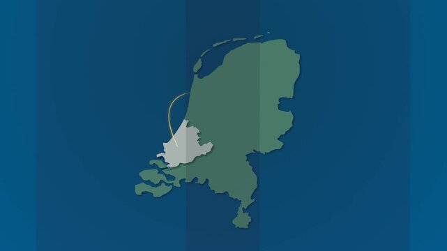 Digital Netherlands Map with Light Signals Connecting Highlighted provinces