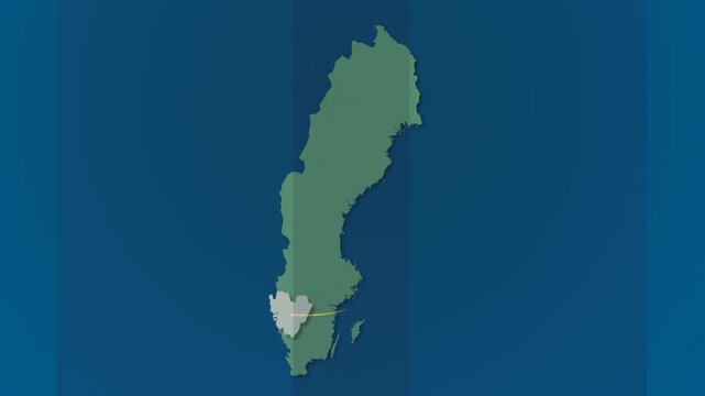 Sweden Connectivity Map with Glowing Signals Connecting Highlighted Counties