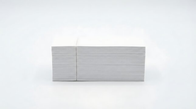 A stack of blank white index cards on a plain background