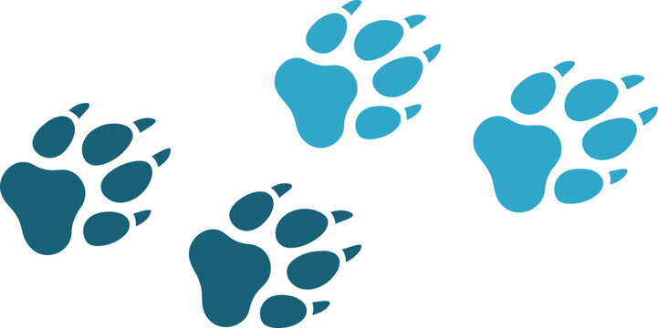 Animal Paw Print Trail Vector Illustration in Blue Tones