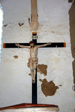 Crucifix inside the Santa Maria church, Betancuria, Fuerteventura, Canary Islands, Spain, Europe.