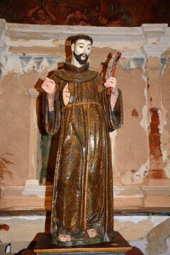 Statue in the Alterpiece of Souls inside the Santa Maria church, Betancuria, Fuerteventura, Canary Islands, Spain, Europe.
