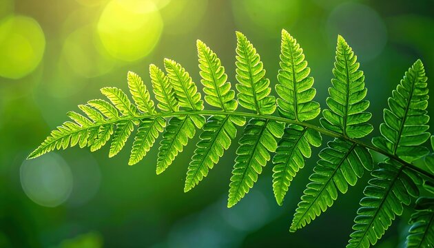 Detailed fern leaf with natural green foliage for botanical, gardening, and nature designs