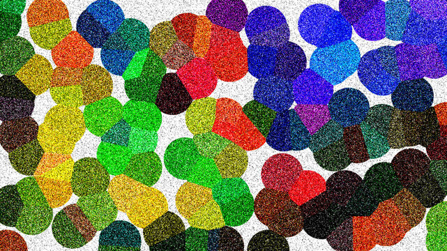 Abstract background with many colorful overlapping circles and dots