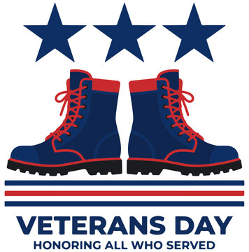 Patriotic veterans day vector illustration with military boots and stars
