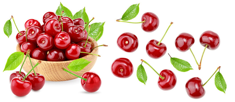 red cherry isolated on white background. clipping path