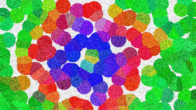 Abstract colorful circle pattern with vibrant dots in rainbow colors