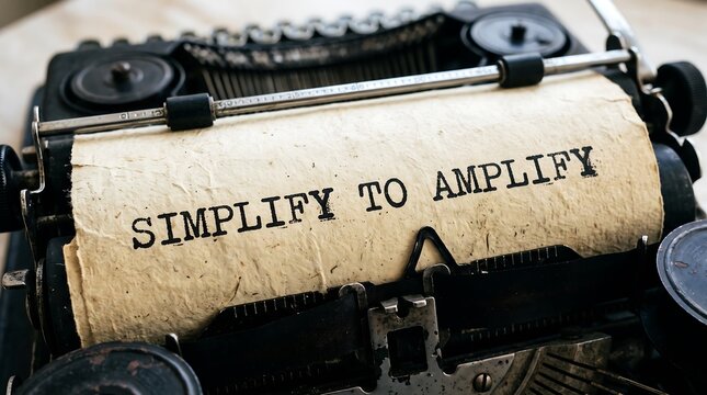 Old vintage typewriter with simplify to amplify text