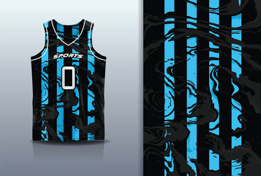 Basketball Jersey Sport Streetwear Design Abstract Stripe Marble Liquid Pattern Cyan Black Sublimation Fashion