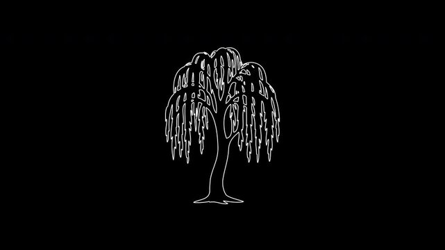 Animated drawing of a weeping willow tree
