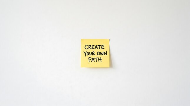 Yellow sticky note with text create your own path