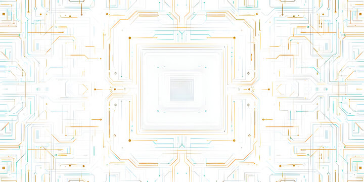 Futuristic circuit board pattern on a white background. Hi-tech CPU panel. Sci-fi technology banner design. Vector illustration