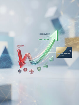 Credit recovery arrow financial report decline