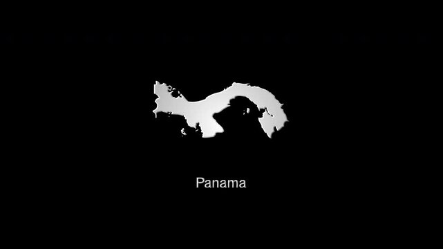 Panama map revealing from a colorful glitch