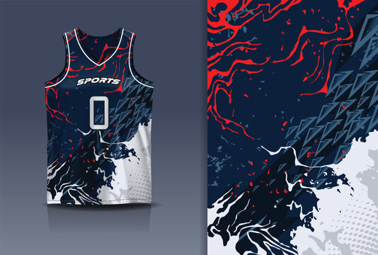 Basketball Jersey Sport Streetwear Design Abstract Marble Splash Geometric Pattern Navy Red White Sublimation Fashion