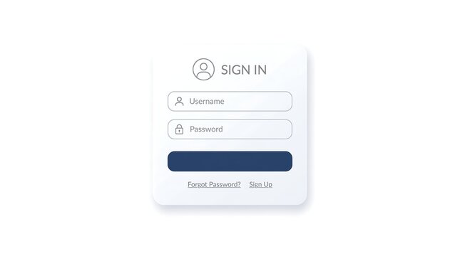 Minimalist mobile application login screen interface design with username and password input fields on white background
