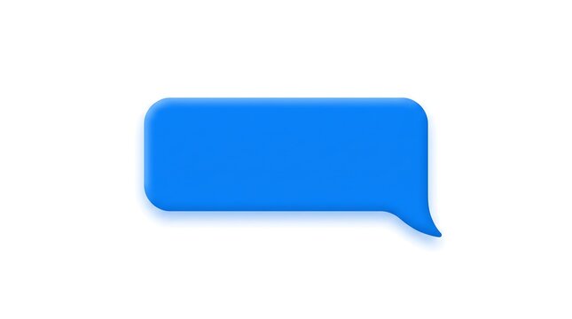 A simple blue speech bubble icon representing digital communication and messaging isolated on a white background