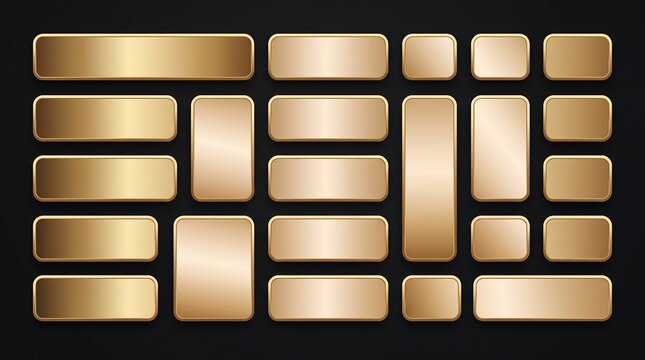 Abstract background featuring a collection of shiny metallic gold rectangular blocks arranged in a modern geometric mosaic pattern