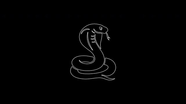 Animated king cobra snake continuous line drawing