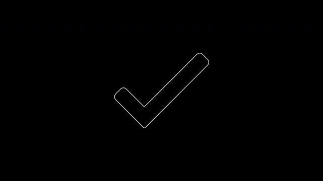 Animated white check mark drawing on black background