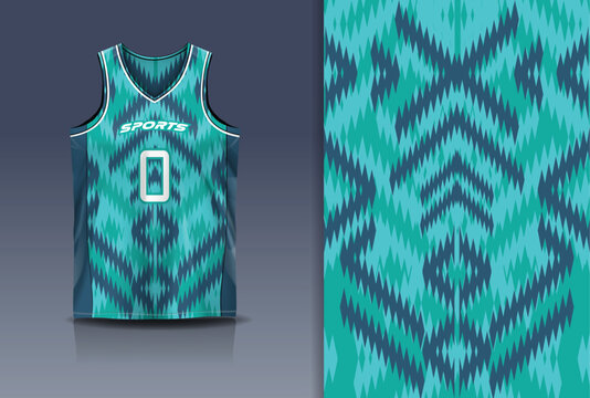 Basketball Jersey Sport Streetwear Design Abstract Ethnic Tribal Ikat Pattern Turquoise Teal Sublimation Fashion