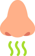 Obraz premium Nose and smelling icon with stink lines. Simple, minimal flat cartoon vector illustration.