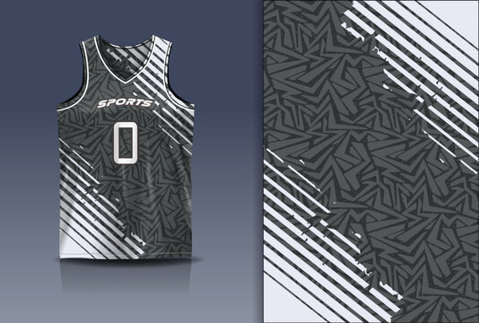 Basketball Jersey Sport Streetwear Design Abstract Zigzag Stripe Geometric Pattern Black White Sublimation Fashion