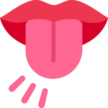 Red lips and sticking out tongue icon. Simple, minimal flat cartoon vector illustration.