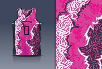 Fototapeta premium Basketball Jersey Sport Streetwear Design Abstract Shattered Geometric Graffiti Pattern Pink Black White Sublimation Fashion