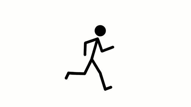 Minimalist black stick figure running icon vector illustration
