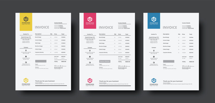 Clean invoice template design. Invoice Design Template. Simple Invoice Layout. Minimal Invoice Layout. Bill payment, Price receipt, Invoice bill, Bill Receipt and payment agreement. Invoice Set.