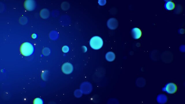 Blue Glowing Bokeh Particles Floating on Dark Background Animation