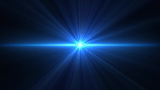 Blue Light Burst with Glowing Horizontal Beam and Radiating Energy Rays Animation