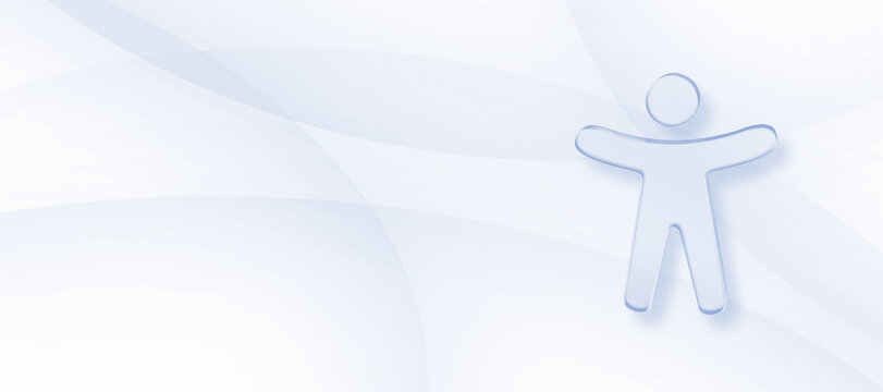 Ein modernes 3D-Symbol f&uuml;r Inklusion, Barrierefreiheit und universelles Design auf hellem Hintergrund mit viel Textfreiraum f&uuml;r digitale Projekte und barrierefreie Webseiten.