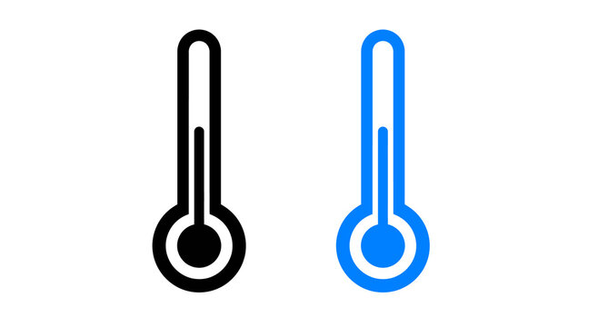 Two thermometers with different temperature readings flat icon on a white background