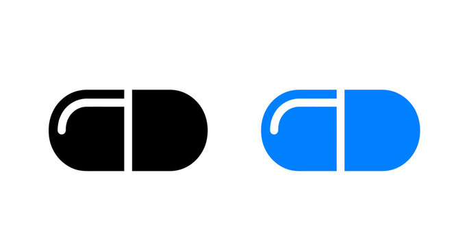 Blue toggle switch in the off position flat icon on a transparent background
