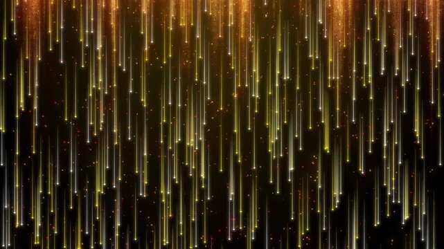 Golden Falling Light Trails and Sparkling Particles Background Animation