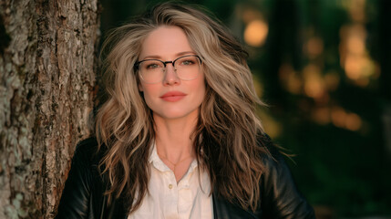 Obraz premium Retrato de mujer rubia con gafas