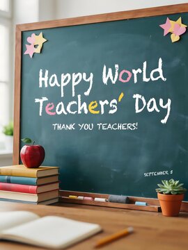 Happy world teachers day chalkboard message