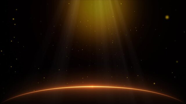 Golden Light Particles with Glowing Horizon Abstract Background Animation